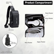 Men Stylish Crossbody Backpack, Anti-Theft Chest Bag with USB Charging Port, Messenger Bags, Casual Shoulder Bag
