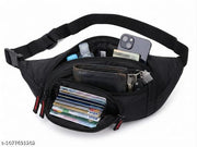 Casual Lightweight Travel Bum Bag and Running Belt Bag in Black