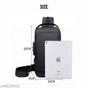 LATIQ MART Crossbody Sling Bag For Men Women, Anti-Theft Fashion Chest Bag with USB Charging Port, Messenger Bags, Waterproof Casual Shoulder Bag