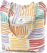 MOMISY Women Corduroy Tote Bag with Handle and Strap Belt Girls Shoulder Handbag Shopping Bag Travel for Daily Use Mother Work Beach and Grocery