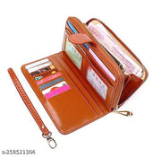 Stealodeal Zipper Wallet Large Capacity PU Leather Clutch Women's Wristlet (Orange)