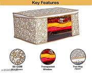 New Saree Cover Set of 6 Non Woven Fabric Clothes Organiser for Wardrobe with Transparent Window & Zip Clothes Storage Bag for Lehenga, Suit, Dress Saree Packing Covers for Clothes