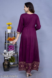 Jaipuri riyon long embroidery anarkali kurta with dupatta set