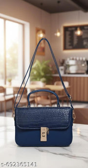 satchel or crossbody bag Blue Croco-Skin Textured Leather Handheld Bag Legal Bribe Crock Flap Sling Bag Caprese Cherry Medium Blue Satchel Bag
Premium purse for elegant women