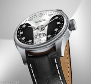 3D Glass Date Display Dial Leather Belt Analog Watch - for Men