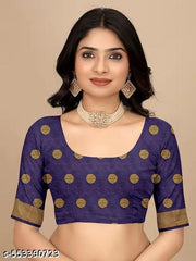 Exquisit women’s soft Banarasi Silk saree (Gajri color) with Golden Polka Dots and Blouse Piece (Gajari  color).