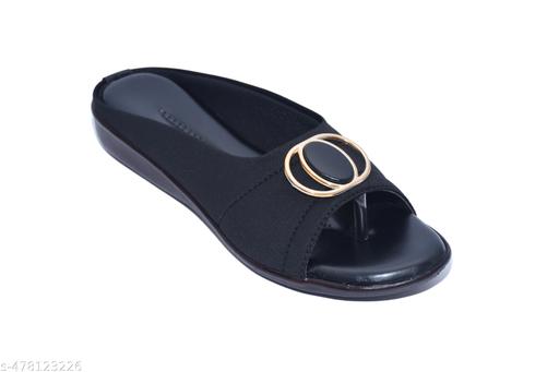 New Shamama women flat sandal and  girl fashionable stylish flip flops black