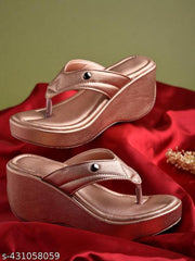Shoetopia Ethnic Rose-Gold Wedges For Women & Girls