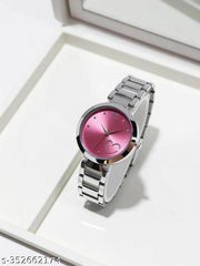 TRENDING MULTI-COLOR (BLUE BLACK PINK ) DIAL ANALOG SILVER STAINLESS STEEL STRAP 3 COMBO WATCH ,