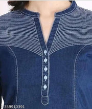 Denim kurti embroidery