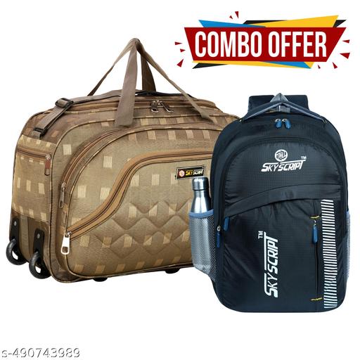 SKY SCRIPT 65L Polyester Travel Duffle Bags/Daffal Bags/Travel Bags/Travelling Bags with Combo of 33L Waterproof Backpack Bag for School/College/Travel /Offices /Boys /Girls and Teens.