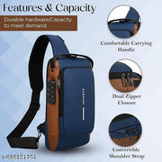 Waterproof Polyester Slim Unisex Crossbody Sling Bag Chest Backpack Men's Shoulder Bag, Leisure Travel Handbag, Hard Shell Anti-Theft Chest Bag