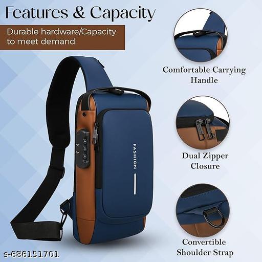Waterproof Polyester Slim Unisex Crossbody Sling Bag Chest Backpack Men's Shoulder Bag, Leisure Travel Handbag, Hard Shell Anti-Theft Chest Bag