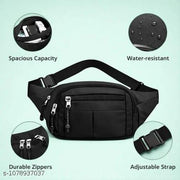 Speed Casual Waterproof Fanny Pack Belt for Travelling Unisex Waist bag (Black)