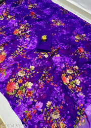 Premium Quality Lavender Jambli Color Georgette Printed Saree With Blouse