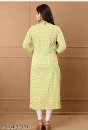loman hand work riyonWomen trending embroidery work kurta( lemon-1) kurti