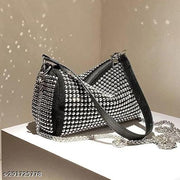 Glamorous Black Rhinestone Crossbody Bag with Chain Strap, Dazzling Crystal Finish, Sparkling Evening Purse, Luxury Party Handbag, Glitter Clutch for Women, Perfect for Weddings, Parties, Proms, Evening Outfits, and Special Occasions