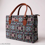 Multi Color Large Canvas Kalamkari Tote Bag With Two Zipper Inner Pockets for Shopping, Office & Daily Use
