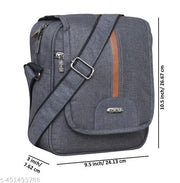 LOREM Grey Casual Linen Textured Cross Body Sling Bag For Men SL07