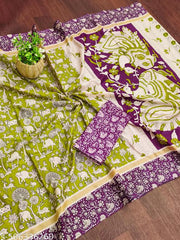 AJRAKH BLOCK PRINT MULMUL COTTON SAREE