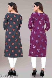 Women Printed Crepe Kurtis combo of 2