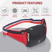 SAMTROH Stylish Waist Bag Elegant Style Travel Pouch Passport Holder Waist Bag (Black, Red)