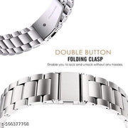 Gadget_Garden Watch Strap Slide 42mm 44mm 45mm 46mm 49mm Stainless Steel Metal compatible with Sliding smart watches  Smartwatch Belt Luxury Band Metallic Silver