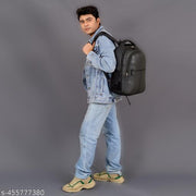 Size: M (15-30L) Zerus Trendy Boys School Bag Black PU Leather Bagpack For Women 15.6" Laptop Backpacks For Men Office College & Travel
