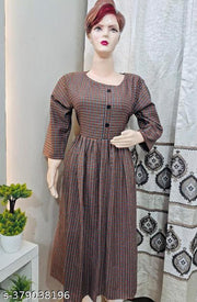 Orange Woolen Frock Kurti for Winter | Women Checkered Wool Anarkali Kurta