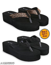 Pack  of 2 - TWO SOFT Comfortable & Stylish Extra Soft Slippers/ Flip Flop for Women & Girls Combo of 2
