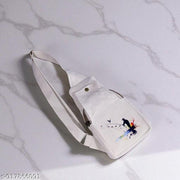 Eco-Friendly Canvas Sling Bag Artistic Fishing Silhouette Print Crossbody Bag