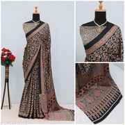 Ajrakh Printed Modal Satin Silk Saree