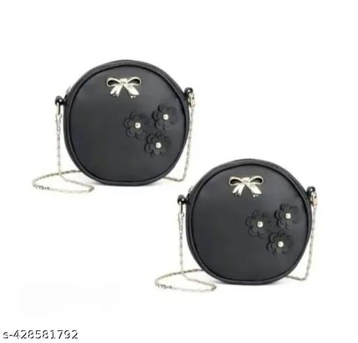 Stylish sling bag for girls and 2 pcs black