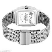 Jainx Square Silver Dial Steel Chain Analog Watch For Men