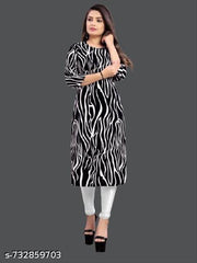 Women Crepe Fabric Printed Straight Kurti, Size -XS, S, M, L, XL, XXL, 2XL, XXXL, 3XL, 4XL, 5XL ( New Arrival New Design Fashionable Kurti )