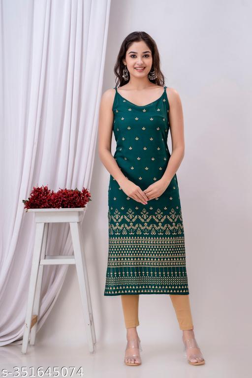 New Trendy Diwali Festive Special Sleeveless Strip Kurti/Kurtis