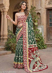 AJRAKH BLOCK PRINT MULMUL COTTON SAREE