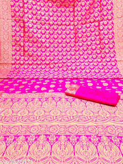 SALE on Banarasi Silk Pink Jacquard Saree With Blouse