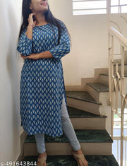 Elegant and Stylish Blue Kurta with White Floral Patterns for Casual and Semi-Formal Occasions