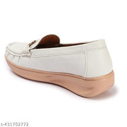 Fath Son Women's Synthetic Leather Ankle Black Women Comfortable Slip On Flat Loafer Ballet; Casual and Formal Footwear