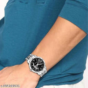 Day & Date Function Watch With Black Dial & Alloy Chain Analog Watch - For Men