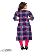 Polyster/Crepe fabric-Aagyeyi Drishya Kurtis 4xl 5xl 6xl