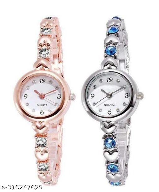 new fashionable white diamond chronograph design silver dial watch for womens Analog Watch - For Girls
