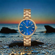 Premium Luxury Rose Gold Women's Wristwatch with Blue Dial | Stylish Analog Bracelet Watch for Girls & Ladies |  Party Wear & Casual Fashion Timepiece