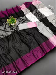Trendy Colourful Cotton Blend Silk Saree