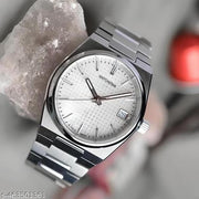 Premium Quality Pattern Black Dail Stainless Steel Strap Royal Look Analog Watch For Men&Boys