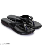 Unique Sandals Black Comfortable Slipper for Women , Women's Fashion Sandal Faux Leather, Comfortable & Stylish Wedges Ideal for Casual & Formal Occasions, Comfortable Lycra Slippers For Women, Flats for Women Stylish Latest Girls Unique
