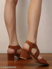 heels sandals for women and girls stylish and trendy heels for women and girls (Brown)
