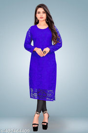 Women Self Design Net Straight Kurta