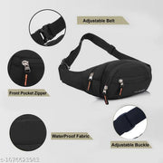 Waist Pack for Travel, Hiking & Sports – Unisex Zip Pouch Belt Bag for Phone, Money & Documents (Black)
